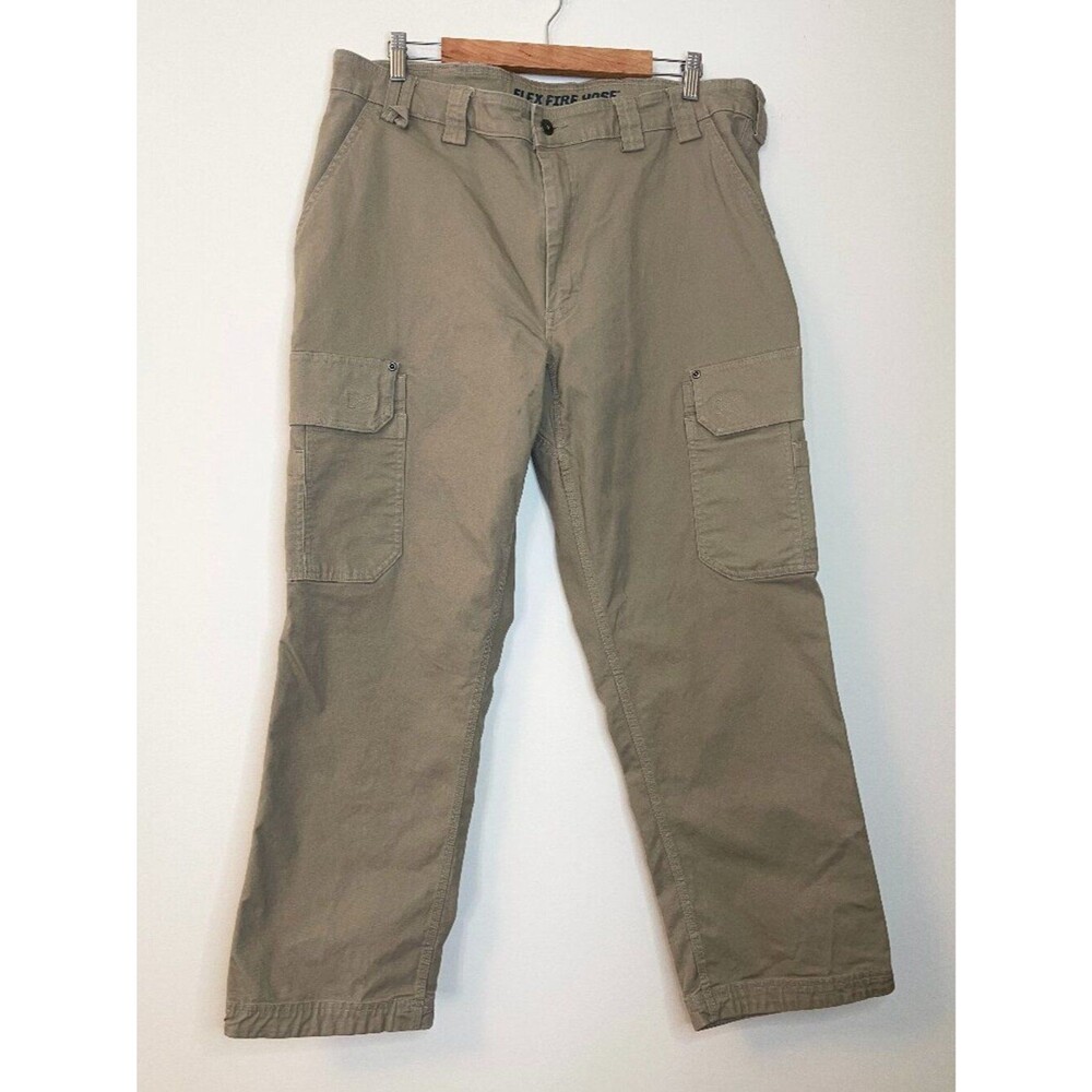 Duluth Trading Flex Fire Hose Cargo Work Pants Men's 40x30 Khaki Stretch Utility